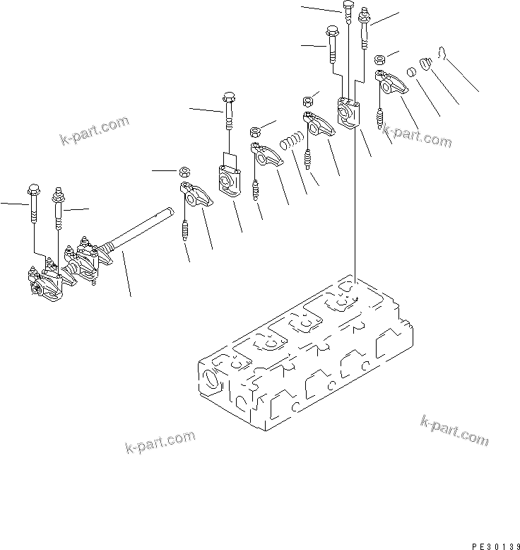 Komatsu parts book diagram for 4D95L-1G S/N 16084-UP: ROCKER ARM