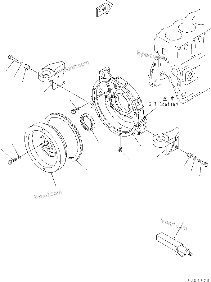 Komatsu parts book diagram for 4D95L-1G S/N 16084-UP: FLYWHEEL AND FLYWHEEL HOUSING