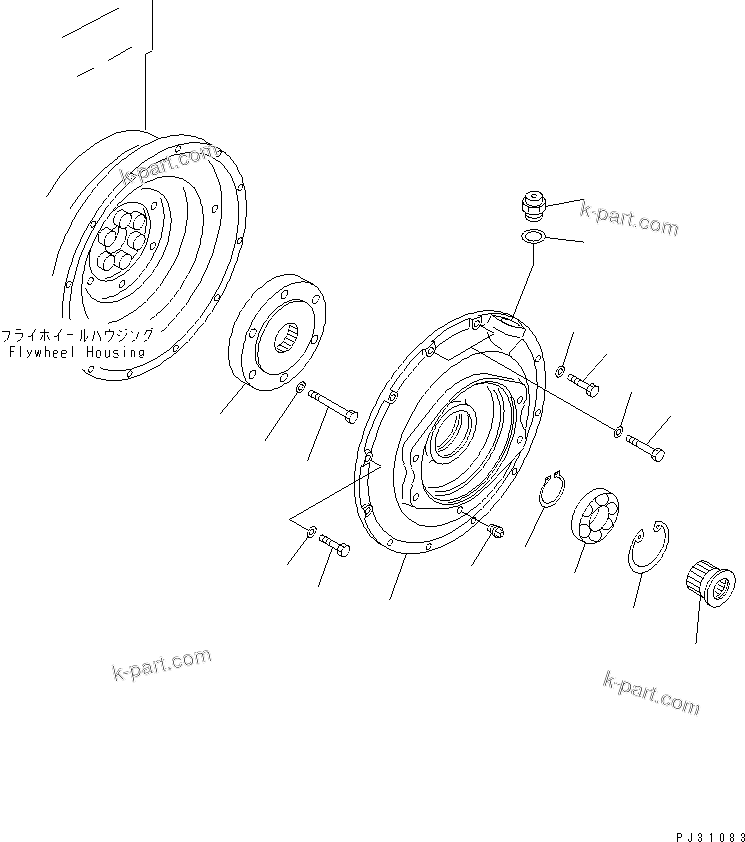 Komatsu parts book diagram for 4D95L-1G S/N 16084-UP: POWER TAKE OFF