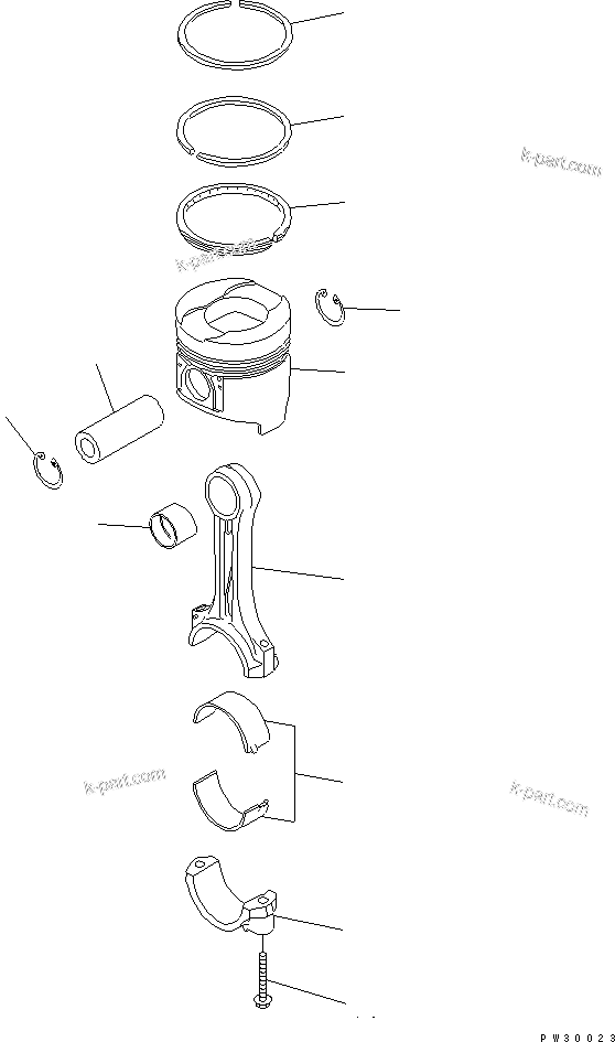 Komatsu parts book diagram for 4D95L-1G S/N 16084-UP: PISTON AND CONNECTING ROD