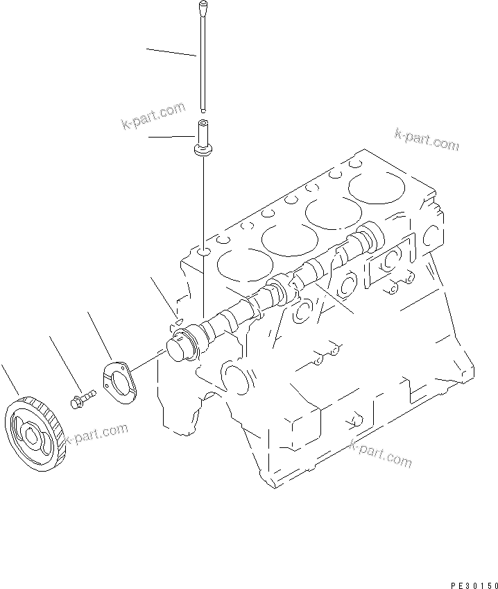 Komatsu parts book diagram for 4D95L-1G S/N 16084-UP: CAMSHAFT AND TAPPET