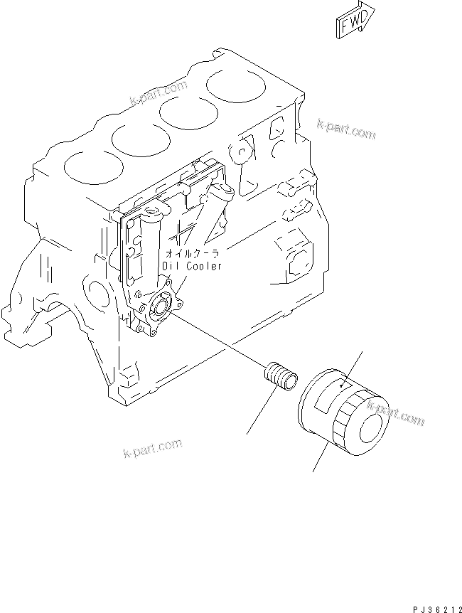 Komatsu parts book diagram for 4D95L-1G S/N 16084-UP: LUBRICATING OIL FILTER