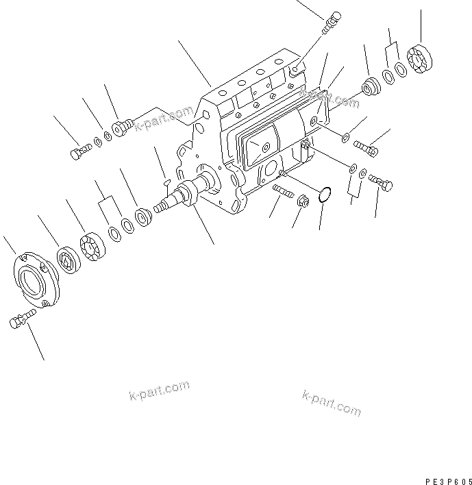 Komatsu parts book diagram for 4D95L-1G S/N 16084-UP: FUEL INJECTION PUMP (PUMP) (1/2)(#102468-)