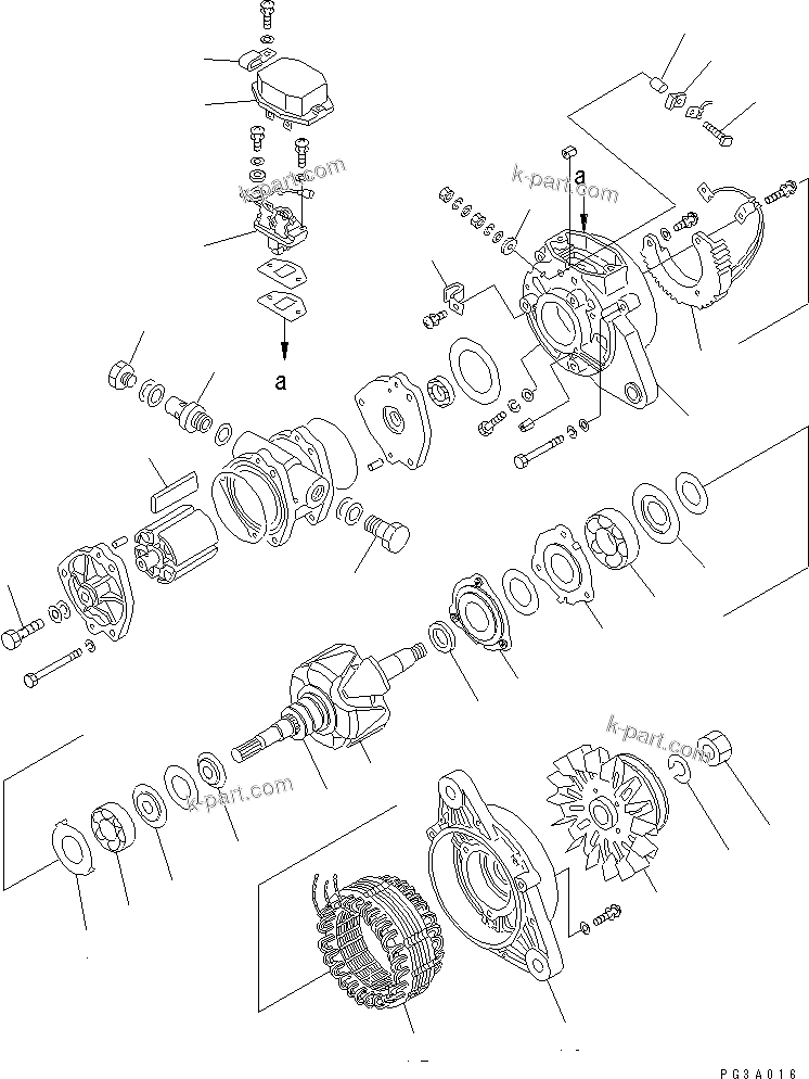 Komatsu parts book diagram for 4D95L-1G S/N 16084-UP: ALTERNATOR (25A)