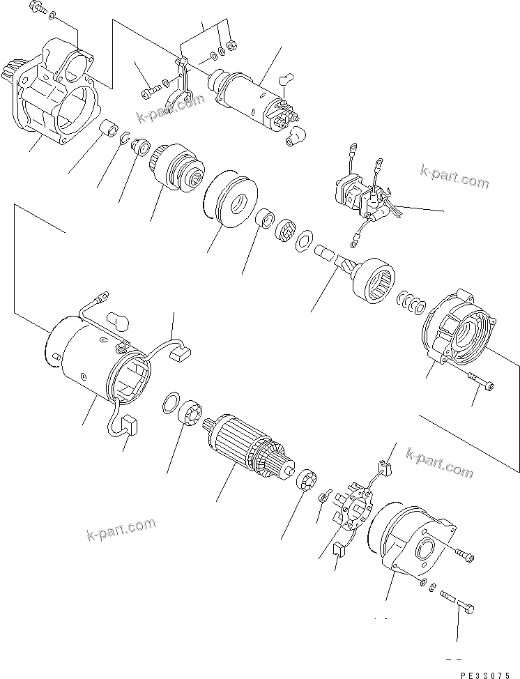 Komatsu parts book diagram for 4D95L-1G S/N 16084-UP: STARTING MOTOR (2.8KW)