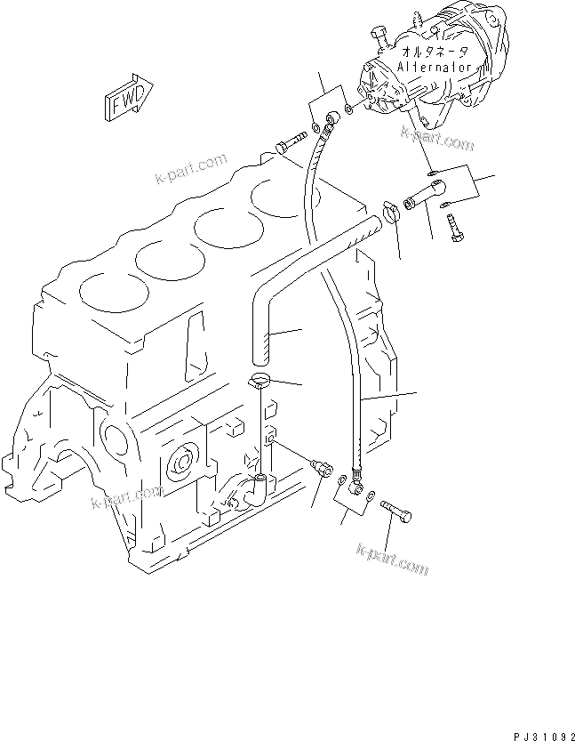 Komatsu parts book diagram for 4D95L-1G S/N 16084-UP: VACUUM PUMP PIPING