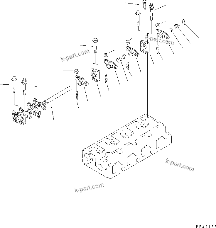Komatsu parts book diagram for 4D95S-W-1F-P S/N 23318-UP: ROCKER ARM