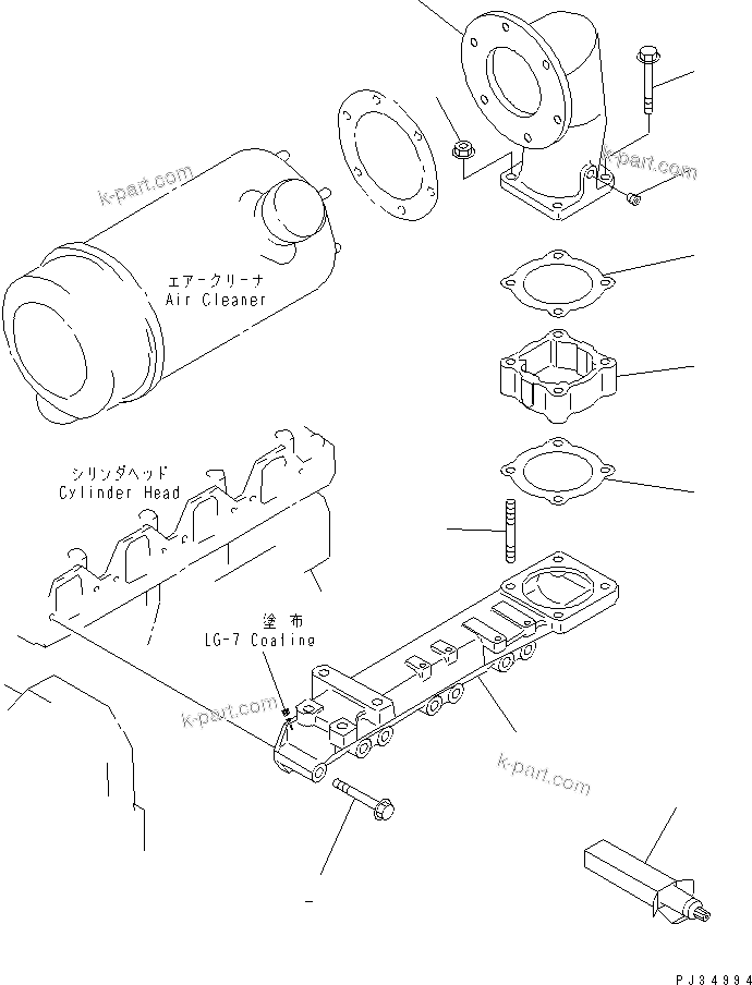 Komatsu parts book diagram for 4D95S-W-1F-P S/N 23318-UP: AIR INTAKE MANIFOLD AND CONNECTION(#23318-30907)