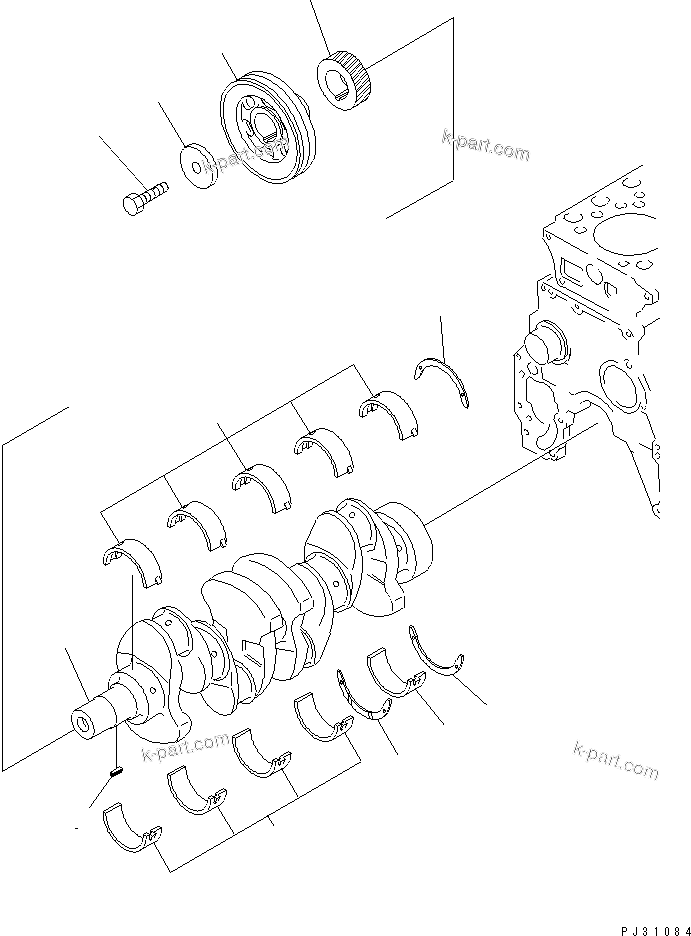 Komatsu parts book diagram for 4D95S-W-1F-P S/N 23318-UP: CRANKSHAFT