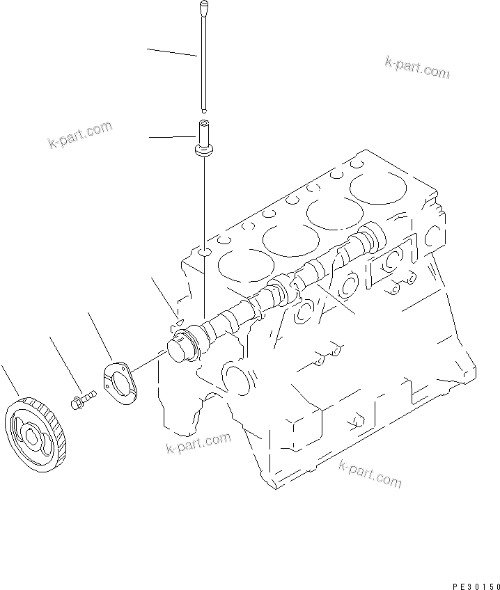 Komatsu parts book diagram for 4D95S-W-1F-P S/N 23318-UP: CAMSHAFT AND TAPPET