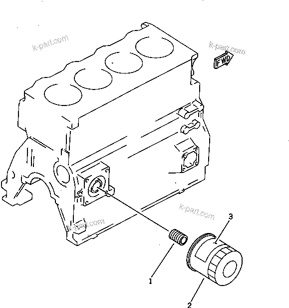 Komatsu parts book diagram for 4D95S-W-1F-P S/N 23318-UP: LUBRICATING OIL FILTER