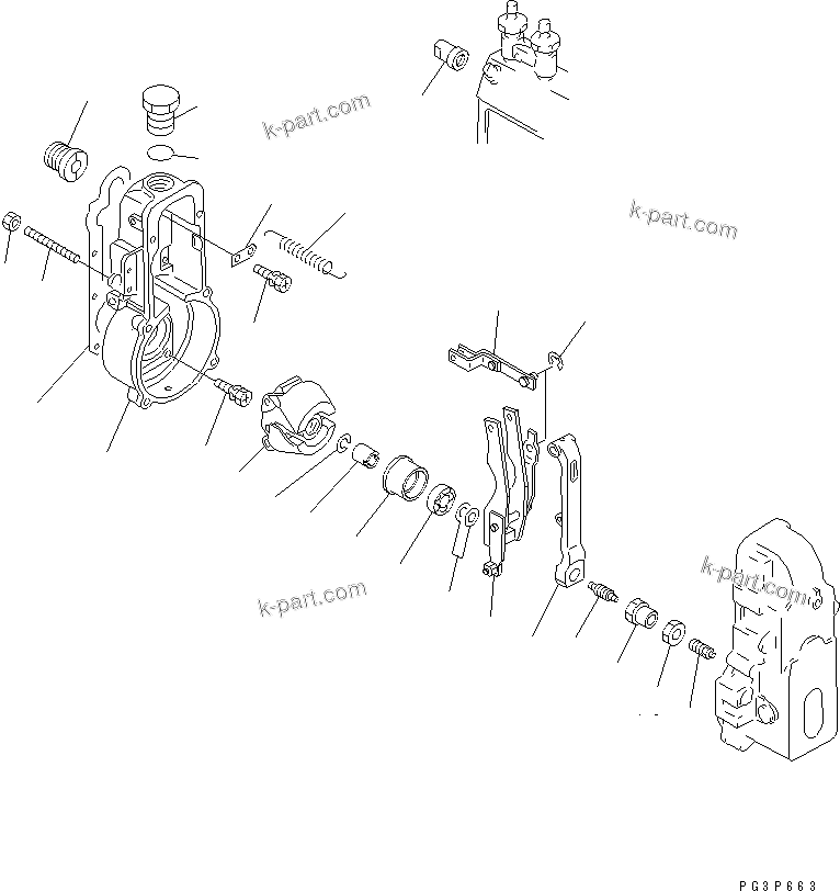 Komatsu parts book diagram for 4D95S-W-1F-P S/N 23318-UP: FUEL INJECTION PUMP (GOVERNOR) (1/2)