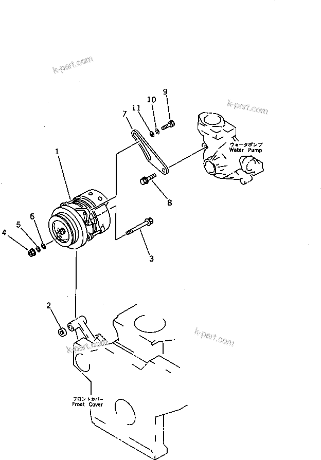 Komatsu parts book diagram for 4D95S-W-1F-P S/N 23318-UP: ALTERNATOR AND MOUNTING (15A)
