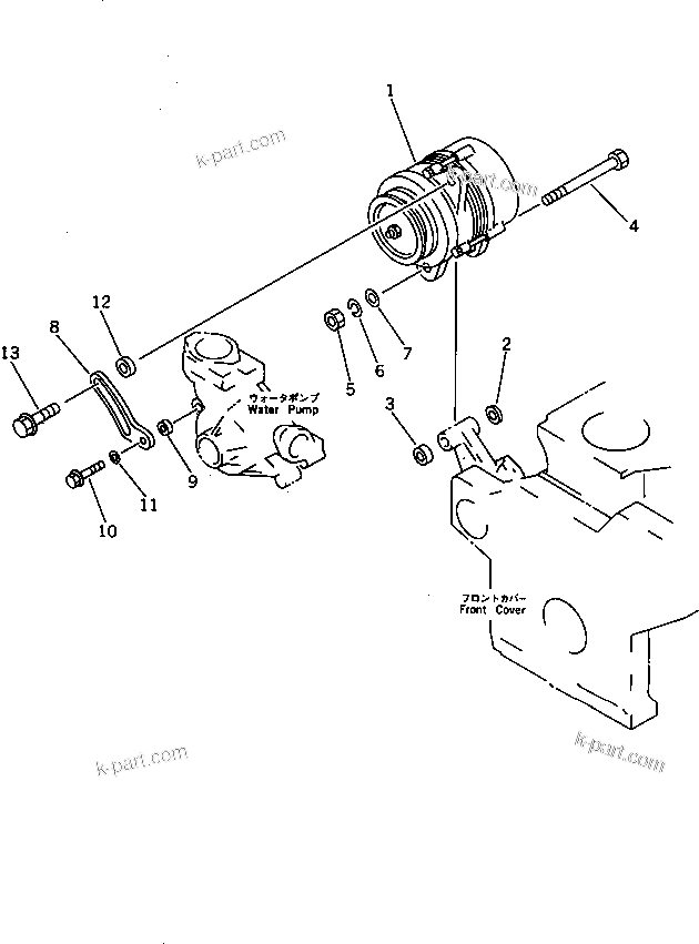 Komatsu parts book diagram for 4D95S-W-1F-P S/N 23318-UP: ALTERNATOR AND MOUNTING (25A)