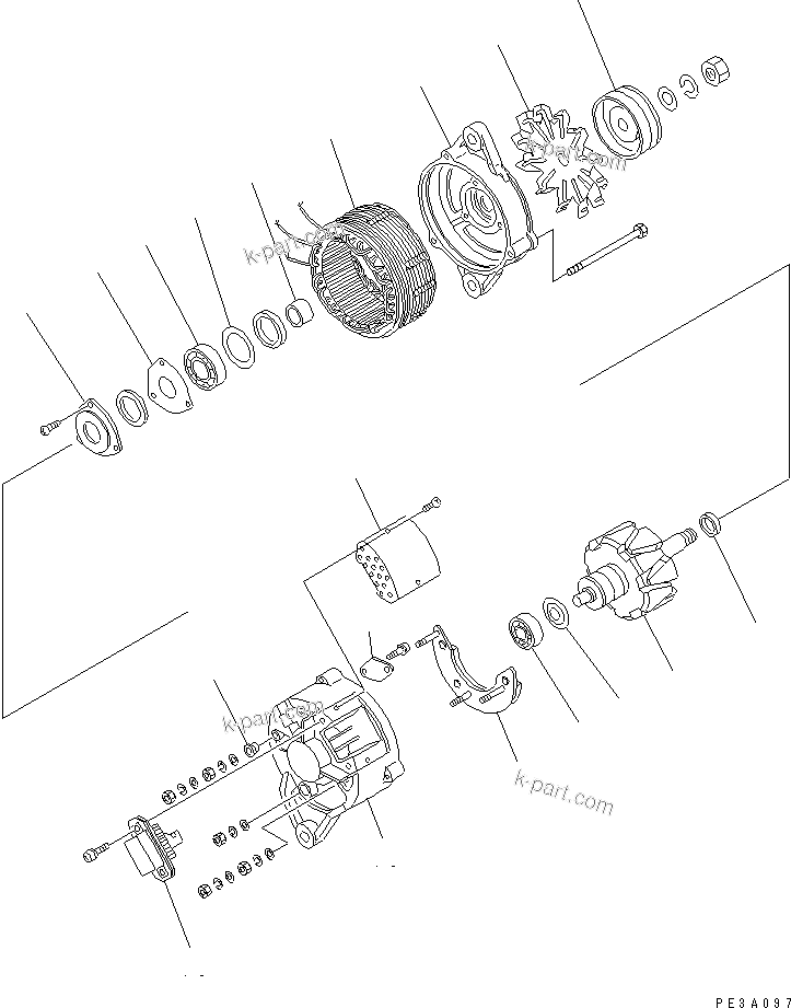 Komatsu parts book diagram for 4D95S-W-1F-P S/N 23318-UP: ALTERNATOR (15A)