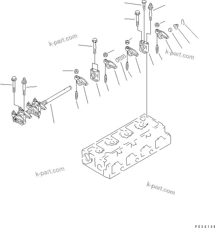 Komatsu parts book diagram for 4D95S-W-1F-Q S/N 23318-UP: ROCKER ARM