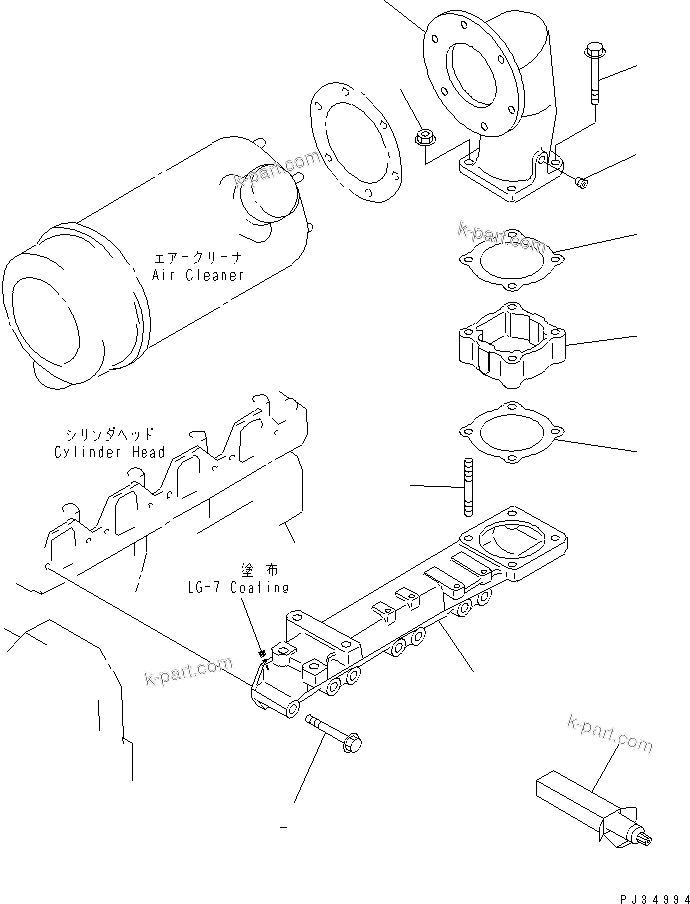 Komatsu parts book diagram for 4D95S-W-1F-Q S/N 23318-UP: AIR INTAKE MANIFOLD AND CONNECTION(#23318-30907)