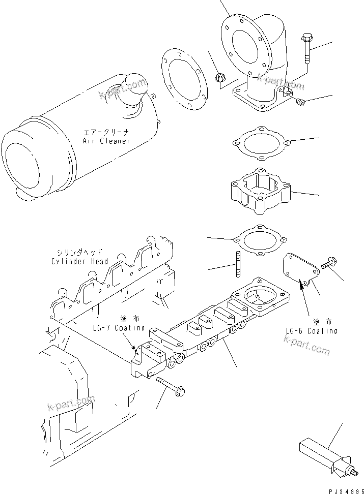 Komatsu parts book diagram for 4D95S-W-1F-Q S/N 23318-UP: AIR INTAKE MANIFOLD AND CONNECTION(#30908-)