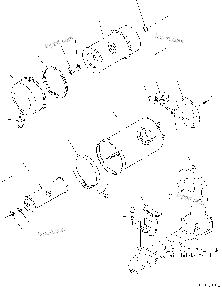 Komatsu parts book diagram for 4D95S-W-1F-Q S/N 23318-UP: AIR CLEANER AND MOUNTING