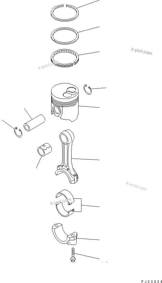 Komatsu parts book diagram for 4D95S-W-1F-Q S/N 23318-UP: PISTON AND CONNECTING ROD