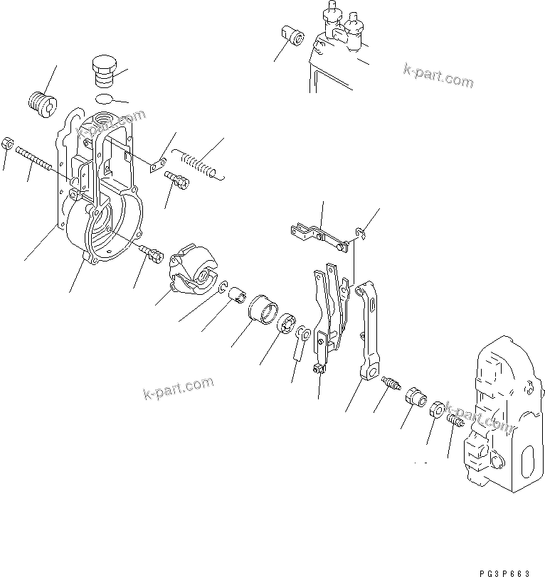 Komatsu parts book diagram for 4D95S-W-1F-Q S/N 23318-UP: FUEL INJECTION PUMP (GOVERNOR) (1/2)