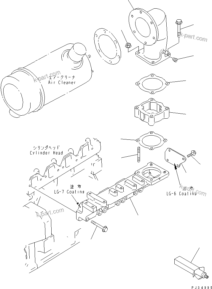 Komatsu parts book diagram for 4D95S-W-1G-S S/N 23318-UP: AIR INTAKE MANIFOLD AND CONNECTION(#30908-)