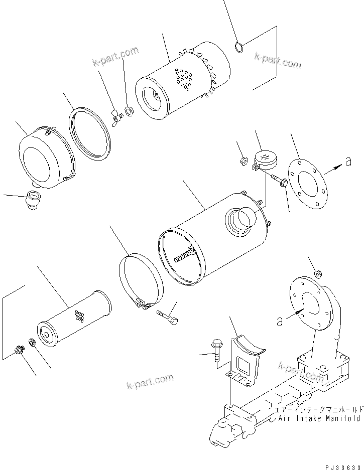Komatsu parts book diagram for 4D95S-W-1G-S S/N 23318-UP: AIR CLEANER AND MOUNTING