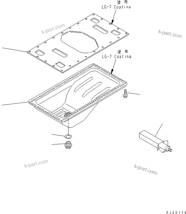 Komatsu parts book diagram for 4D95S-W-1G-S S/N 23318-UP: OIL PAN(#23318-74638)