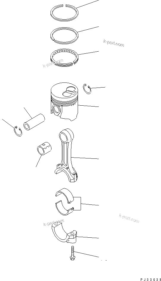Komatsu parts book diagram for 4D95S-W-1G-S S/N 23318-UP: PISTON AND CONNECTING ROD