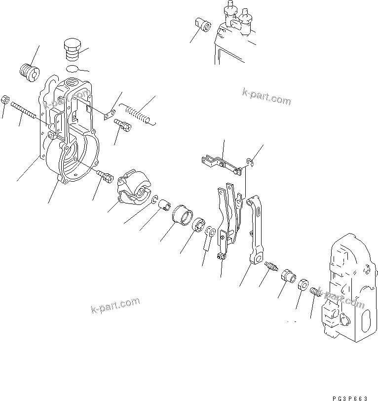 Komatsu parts book diagram for 4D95S-W-1G-S S/N 23318-UP: FUEL INJECTION PUMP (GOVERNOR) (1/2)