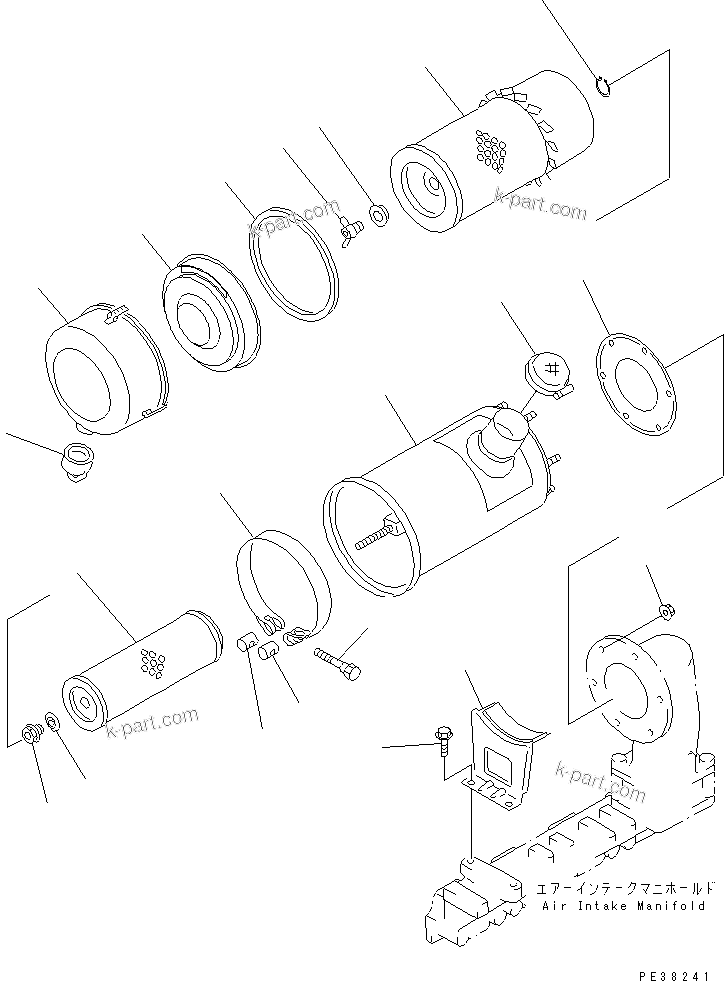 Komatsu parts book diagram for 4D95S-1J-T S/N 124813-UP: AIR CLEANER(#136990-)