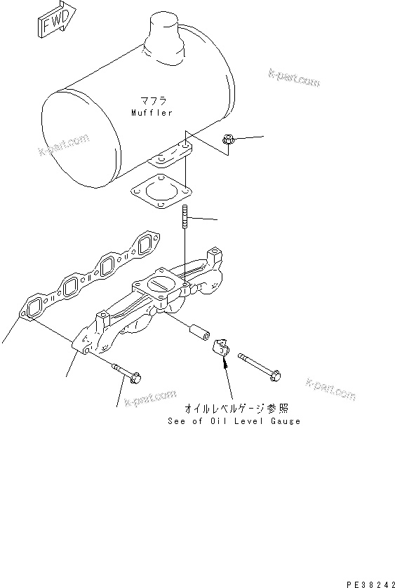 Komatsu parts book diagram for 4D95S-1J-T S/N 124813-UP: EXHAUST MANIFOLD
