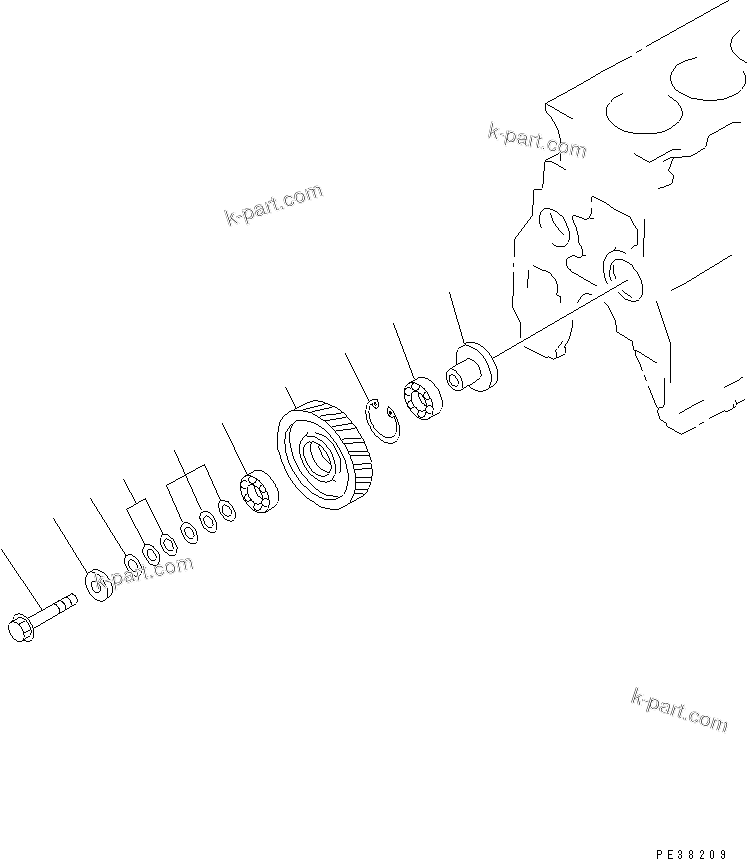 Komatsu parts book diagram for 4D95S-1J-T S/N 124813-UP: IDLER GEAR