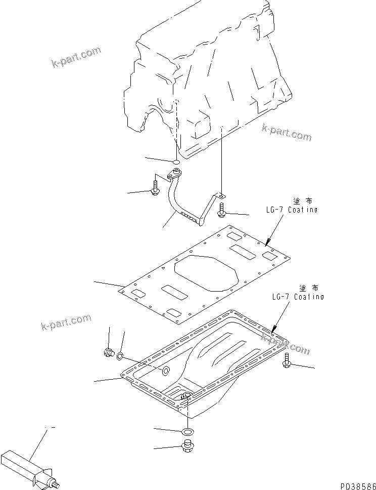 Komatsu parts book diagram for 4D95S-1J-T S/N 124813-UP: OIL PAN AND SUCTION TUBE(#136990-163445)