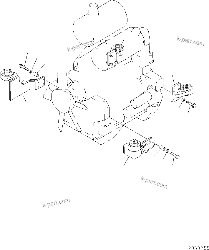 Komatsu parts book diagram for 4D95S-1J-T S/N 124813-UP: ENGINE MOUNTING
