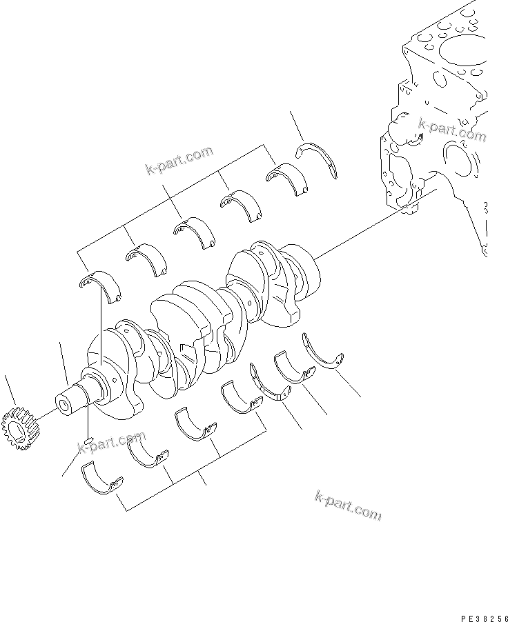 Komatsu parts book diagram for 4D95S-1J-T S/N 124813-UP: CRANKSHAFT(#136990-)