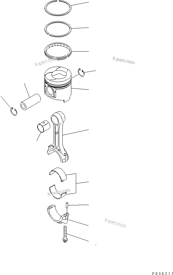 Komatsu parts book diagram for 4D95S-1J-T S/N 124813-UP: PISTON(#136990-)