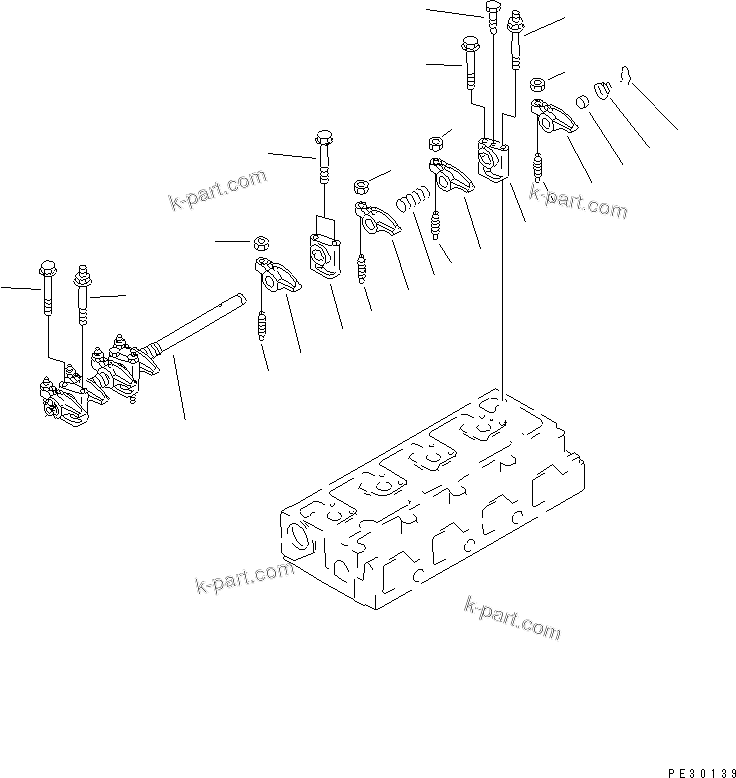 Komatsu parts book diagram for 4D95S-1J-T S/N 124813-UP: ROCKER ARM