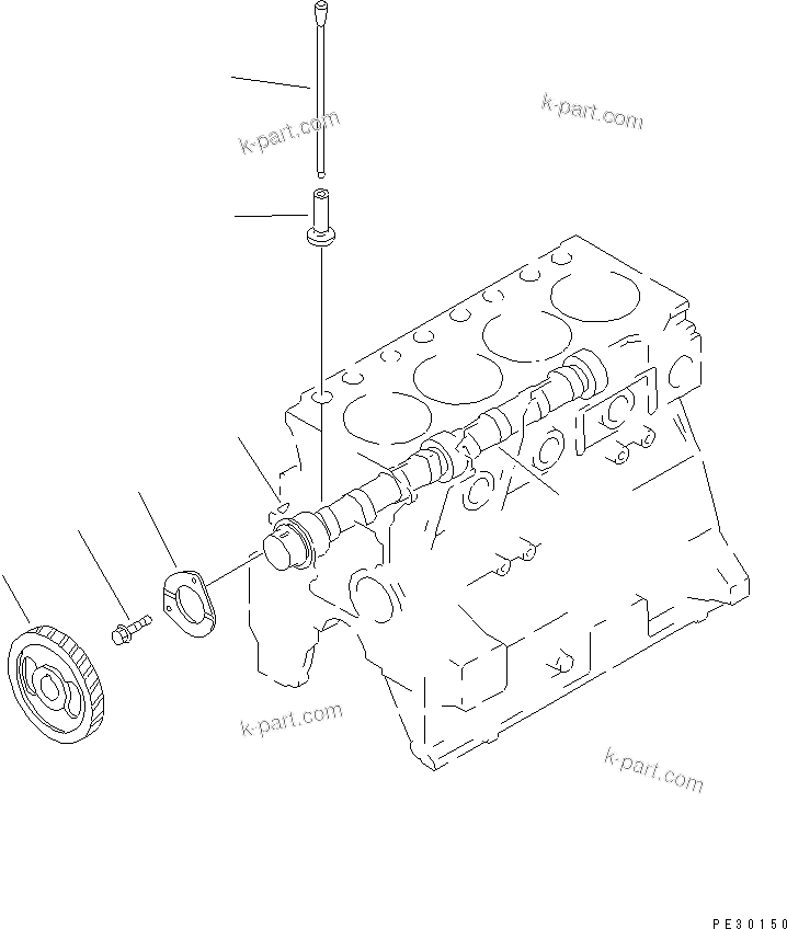 Komatsu parts book diagram for 4D95S-1J-T S/N 124813-UP: CAMSHAFT AND TAPPET