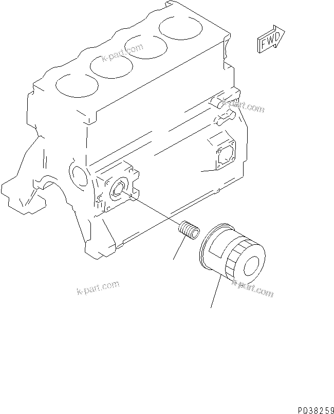 Komatsu parts book diagram for 4D95S-1J-T S/N 124813-UP: OIL FILTER