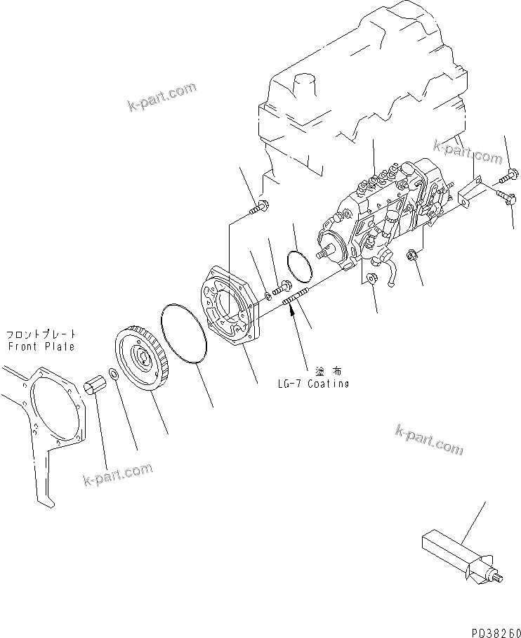 Komatsu parts book diagram for 4D95S-1J-T S/N 124813-UP: FUEL INJECTION PUMP MOUNTING(#136990-)