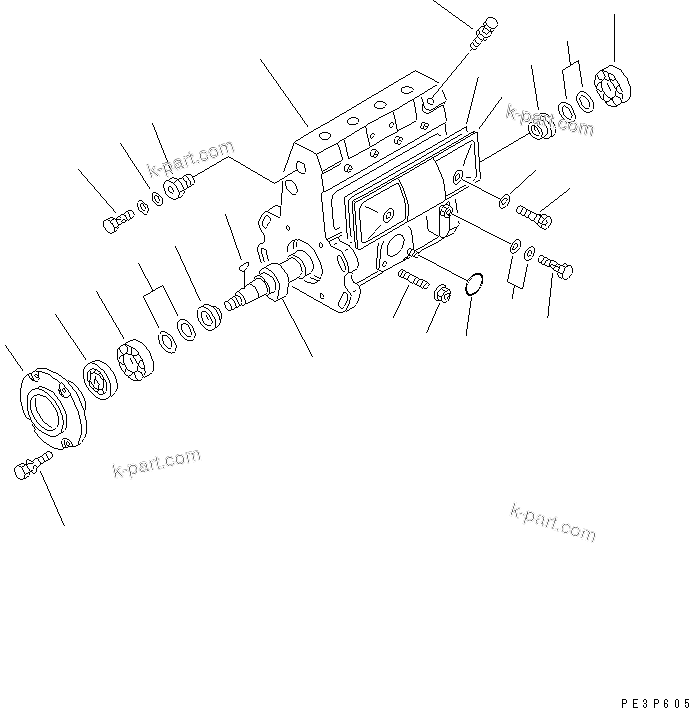 Komatsu parts book diagram for 4D95S-1J-T S/N 124813-UP: FUEL INJECTION PUMP (PUMP) (1/2) (INNER PARTS)(#136990-)