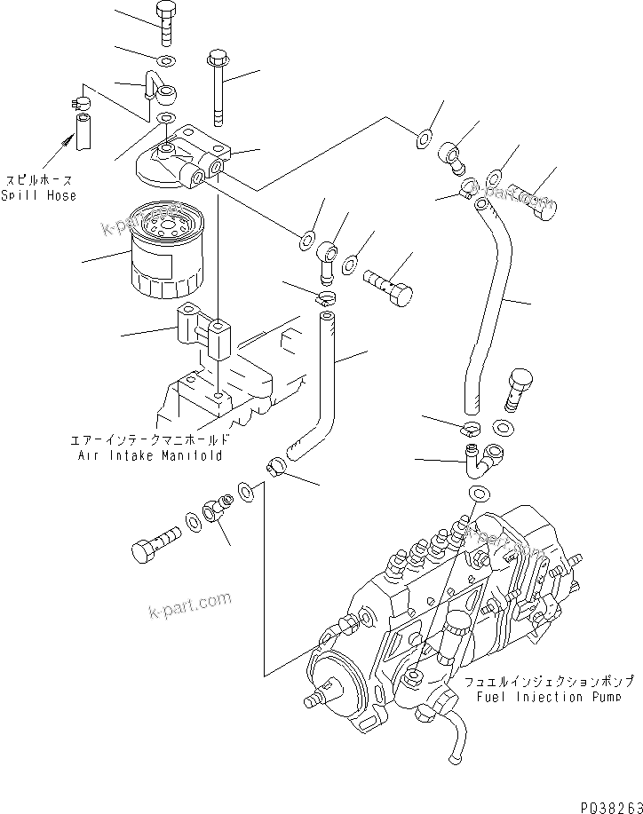 Komatsu parts book diagram for 4D95S-1J-T S/N 124813-UP: FUEL FILTER(#124813-157192)