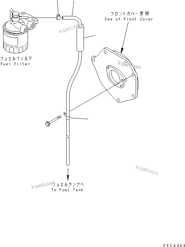 Komatsu parts book diagram for 4D95S-1J-T S/N 124813-UP: FUEL RETURN(#157193-)