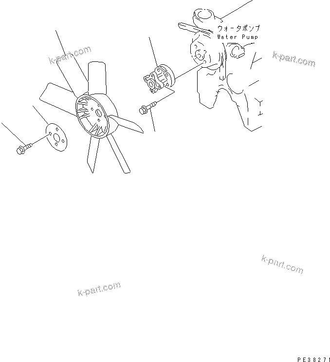 Komatsu parts book diagram for 4D95S-1J-T S/N 124813-UP: COOLING FAN