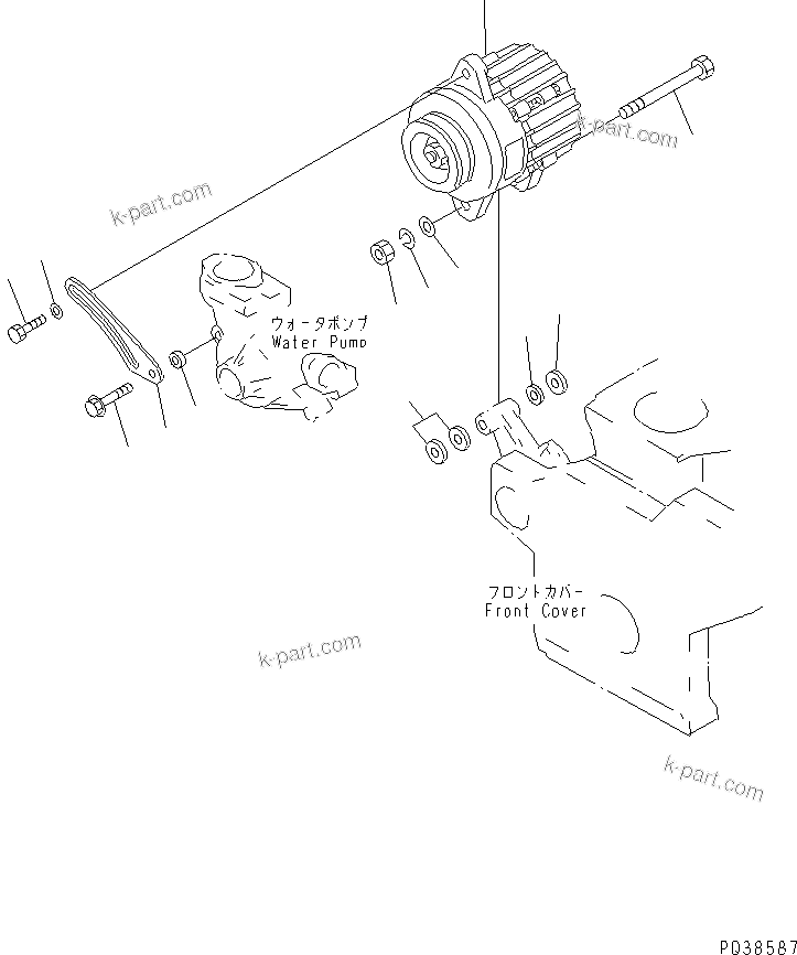 Komatsu parts book diagram for 4D95S-1J-T S/N 124813-UP: ALTERNATOR MOUNTING (13A)(#136990-)