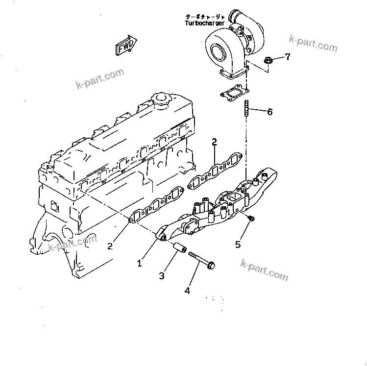 Komatsu parts book diagram for 6D95L-1AC-E S/N 96999-UP: EXHAUST MANIFOLD (HIGH ALTITUDE SPEC.)