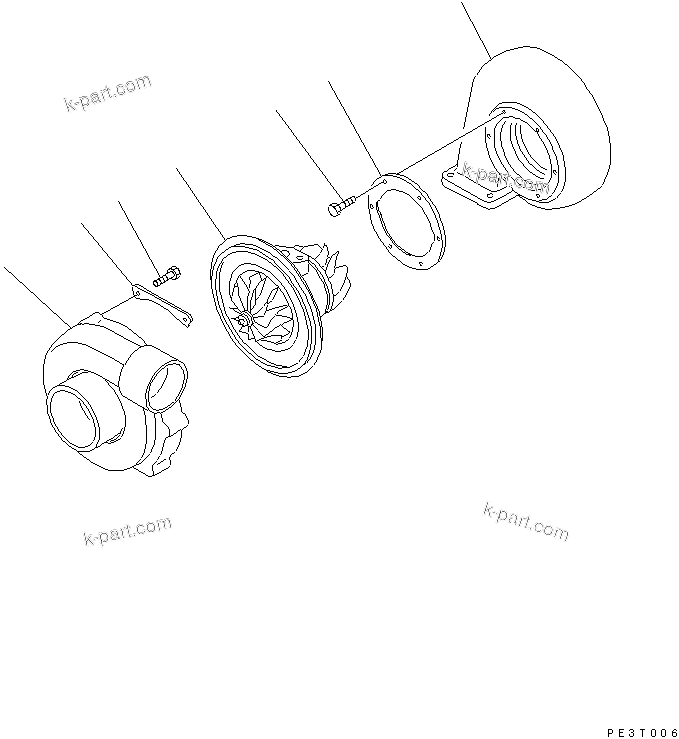 Komatsu parts book diagram for 6D95L-1AC-E S/N 96999-UP: TURBOCHARGER (HIGH ALTITUDE SPEC.) (INNER PARTS)