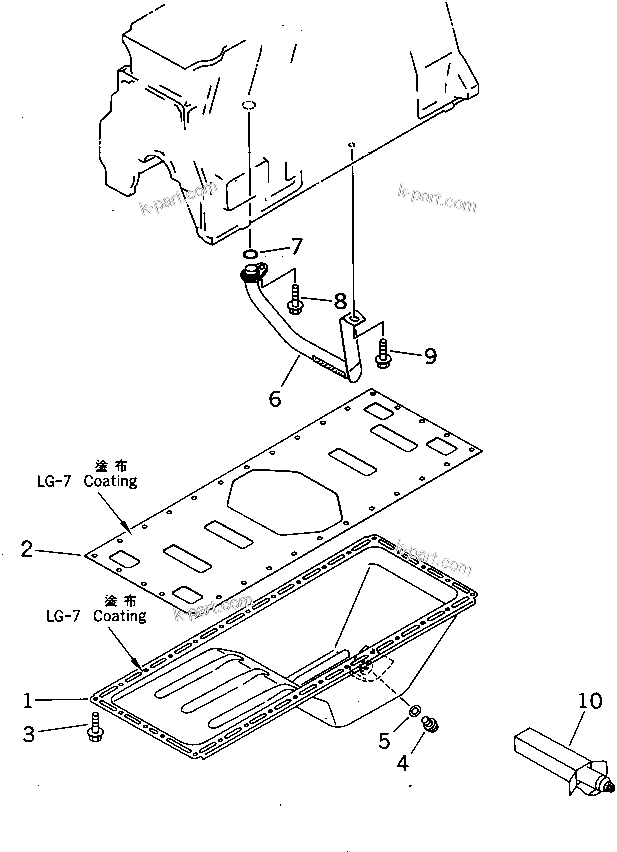 Komatsu parts book diagram for 6D95L-1AC-E S/N 96999-UP: OIL PAN AND SUCTION TUBE