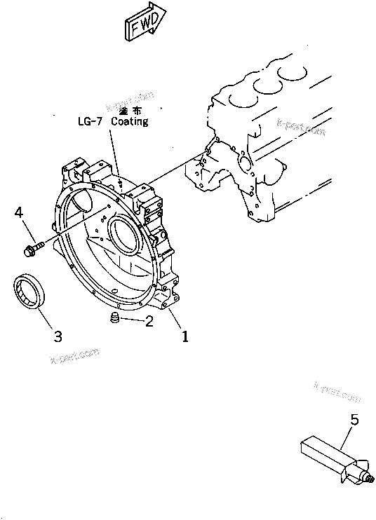 Komatsu parts book diagram for 6D95L-1AC-E S/N 96999-UP: FLYWHEEL HOUSING